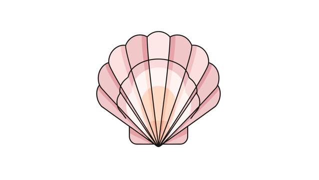 Pink Scallop Seashell Vector Illustration Isolated on White