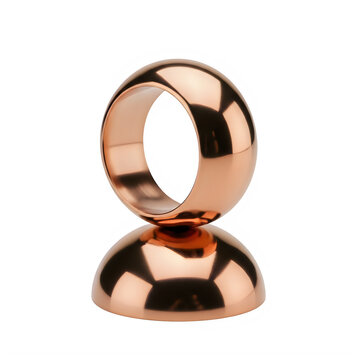 Copper-colored metal ring with loop isolated on transparent background