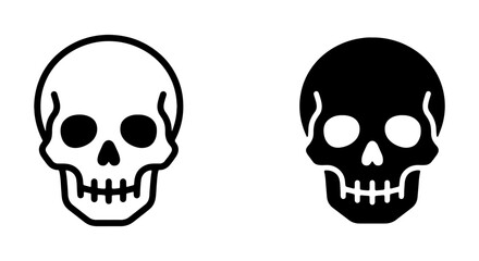 Obraz premium Skull Icons, Black and White Vector Graphics, Human Head Symbol Set, Danger Warning Sign