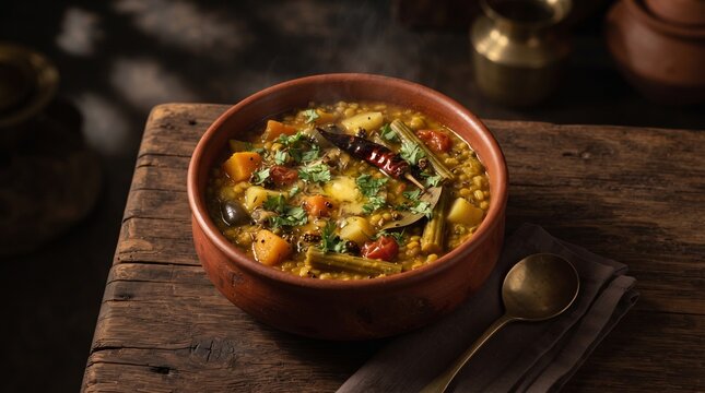 Odia dalma lentil vegetable editorial still life food photography
