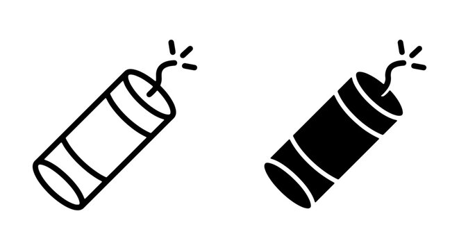 Dynamite Icons, Explosive Danger Symbols, Firecracker Vector Graphics, Bomb Threat Clipart