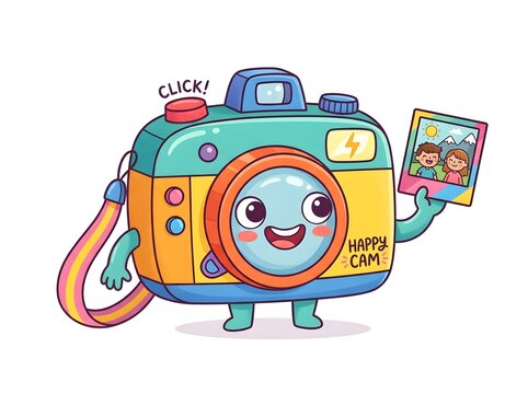 Vertical Cute Cartoon Camera Character
