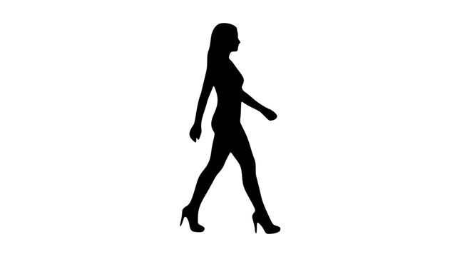 Woman walking in high heels silhouette 