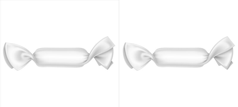 Realistic white candy wrapper isolated on transparent background