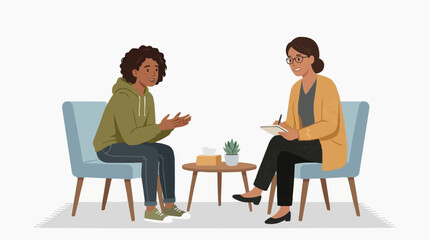 Obraz premium Therapist and patient in a counseling session discussing mental health and well-being in a modern office setting