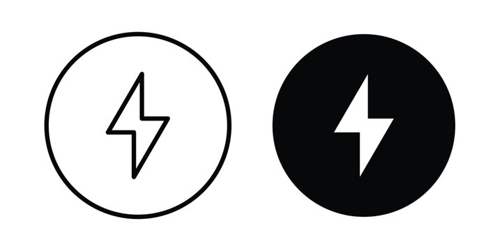 Thunder bolt icon solid symbol collection