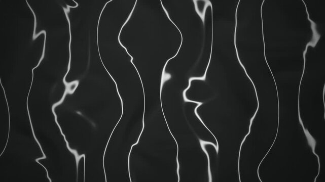 Undulating white lines subtly resemble human faces on a dark background