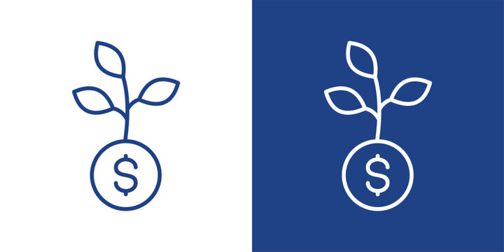 Investment Growth Blue And White Icon Style Collection