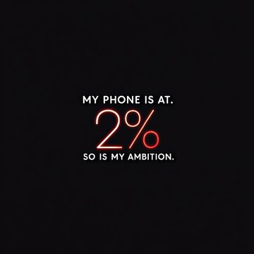 Motivational quote about ambition and dedication in dark background with neon style text