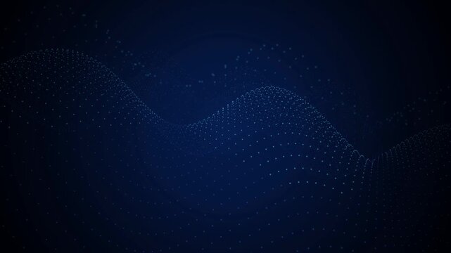 Glowing digital particles flow in undulating wave patterns