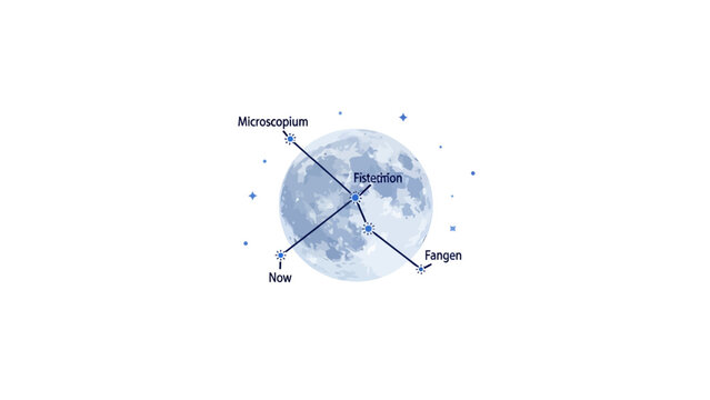 Abstract Moon Illustration with Celestial Constellation Map and Star Points on White Background