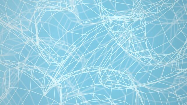 Light blue wireframe mesh waves in a slow fluid motion