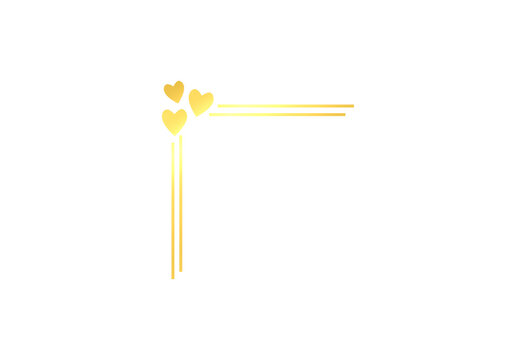 Elegant Gold Triple Heart Corner Accent Border Decorative Graphic Element PNG