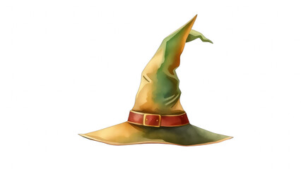 Watercolor illustration of a witch hat on black background © MaiHuong Studio
