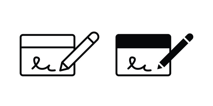E Signature icon outline art collection