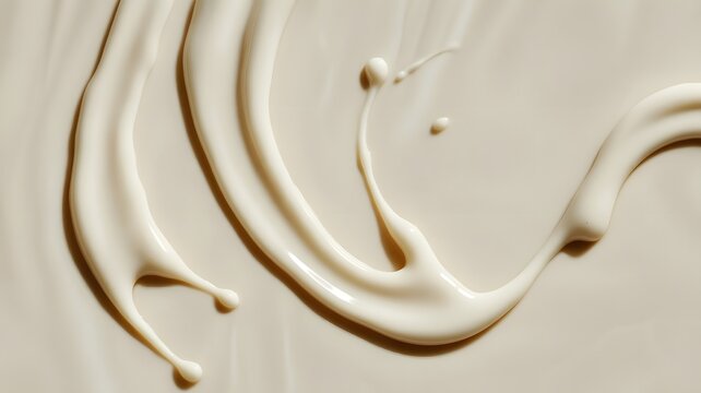 Creamy white liquid art with gentle curves and droplets, suggesting flow and texture