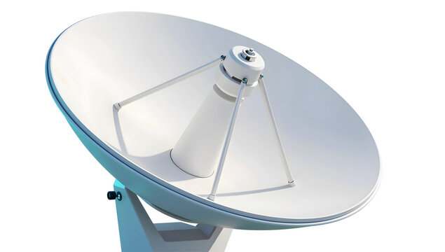 Sleek futuristic satellite dish antenna isolated