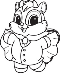 Obraz premium Coloring pages of Cute funny Chipmunk sticker icon with halloween theme