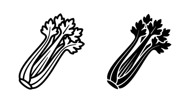 Celery Stalk Vector Icons, Fresh Vegetable Illustrations, Healthy Food Graphics, Organic Ingredient Art