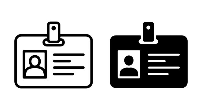 ID Card Icons, Identification Badges, Access Pass Vector Set, Black and White