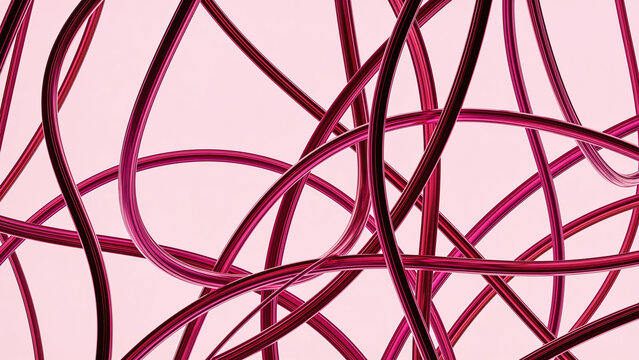 A delicate abstract texture combining pale pink backgrounds with thin, intricate, flowing lines of dark rose and magenta