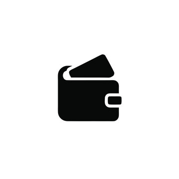 Wallet Icon with Card: A simple, bold black icon representing a wallet with a card peeking out, symbolizing finance and payment.