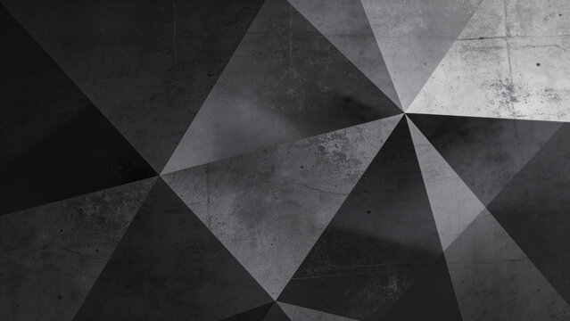 Abstract background featuring overlapping, semi-transparent dark gray triangles and polygons. The surface has a subtle, mottled grunge texture resembling aged concrete or distressed