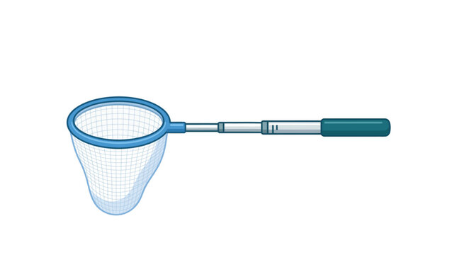 A vector illustration of a butterfly catching net with a telescopic handle.