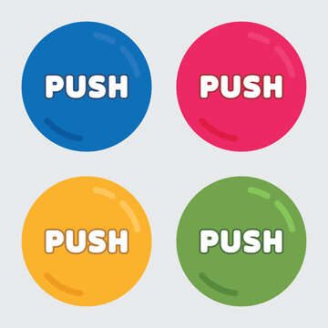 Colorful push button icon set in round glossy vector design