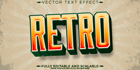 Obraz premium Retro sticker text effect, editable 70s and 80s text style