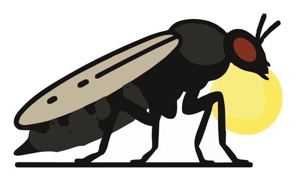 Firefly crawling side view flat vector illustration .... Generative AI