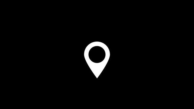 Minimalist map pin motion graphic animation on black background, looping location marker symbol for travel, navigation, destination, and geographical concept.Animation on a Stock Video
