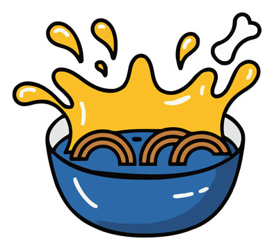 Chicken noodle soup bowl isometric flat vector art. Generative AI