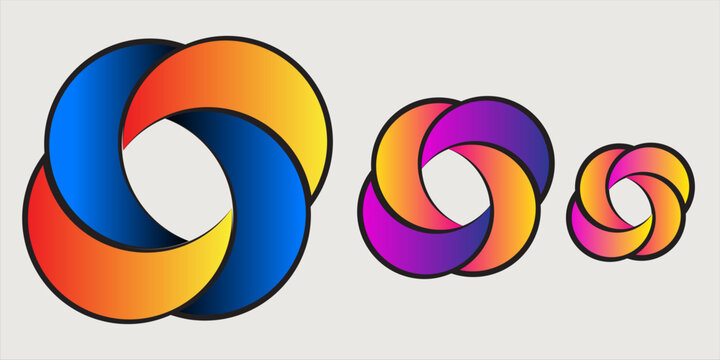 Modern Abstract Interlocking Circle Logo Vector Illustration on Purple Background