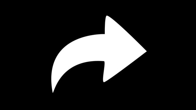 White Share Arrow Icon Animation Loop Showing Social Media Forward Symbol and UI Directional Element on Black Background