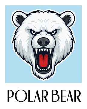 Angry Polar Bear Head Mascot Logo Vector Illustration
