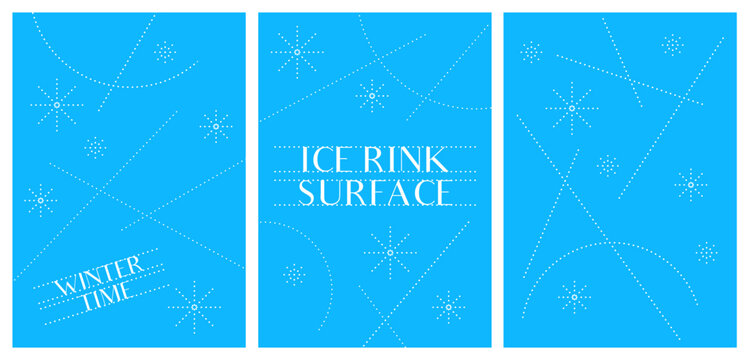 Ice Rink Abstract Texture. Skating Rink Vector Posters. Icy Frost Surface Pattern. Hockey Arena Floor Illustration. Frozen Blue Bg for Christmas Posters and Winter Banners.