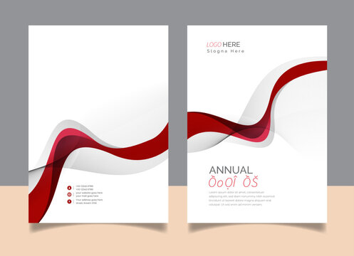 Abstract Red Color Annual Report Cover design