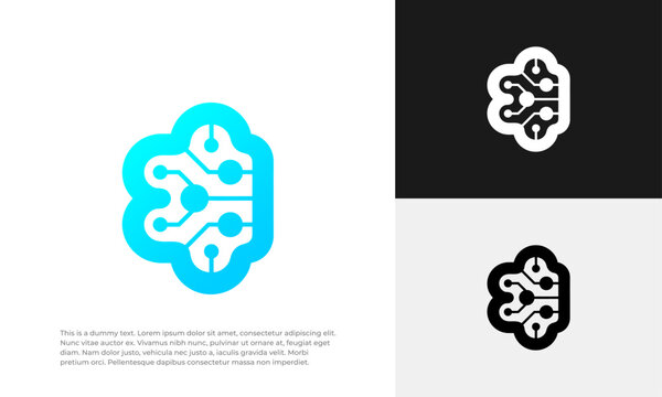 Abstract Digital Tech Brain Logo Vector Design