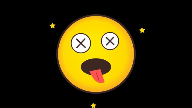 Spinning Silly Dizzy Emoji With Cross Eyes And Tongue Out