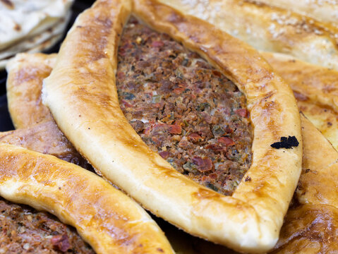 Delicious Homemade Turkish Pide with Meat Filling