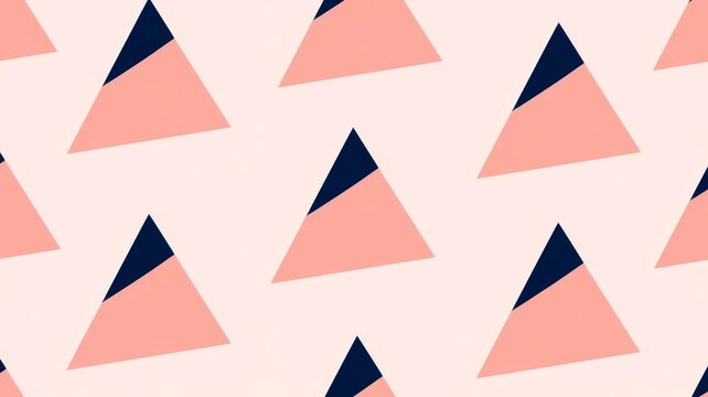 Minimalist geometric pattern featuring soft pastel pink and dark navy blue triangles for modern graphic design backgrounds.