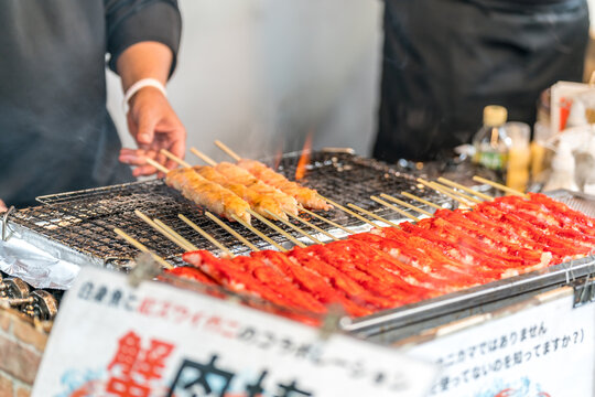 Crab skewers on the grill