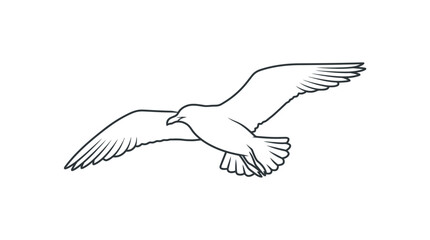 Fototapeta premium Minimalist Line Art of a Seagull in Flight
