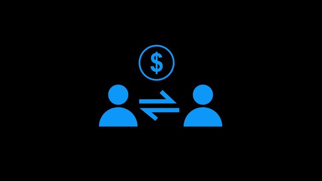 Money Transfer Between Users Icon Animation, Peer to Peer Payment, Financial Transaction, Digital Payment Exchange, Send and Receive Money, Fintech Motion Graphic