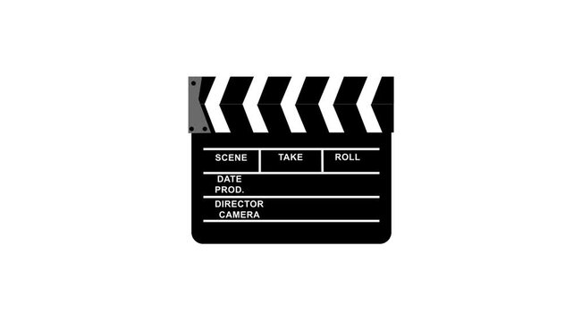 Film Clapperboard Icon Animation, Movie Slate Symbol, Video Production, Cinema Clapboard, Filmmaking Equipment, Director Action Board, Motion Graphic UI Element