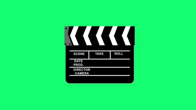 Film Clapperboard Icon Animation, Movie Slate Symbol, Video Production, Cinema Clapboard, Filmmaking Equipment, Director Action Board, Motion Graphic UI Element