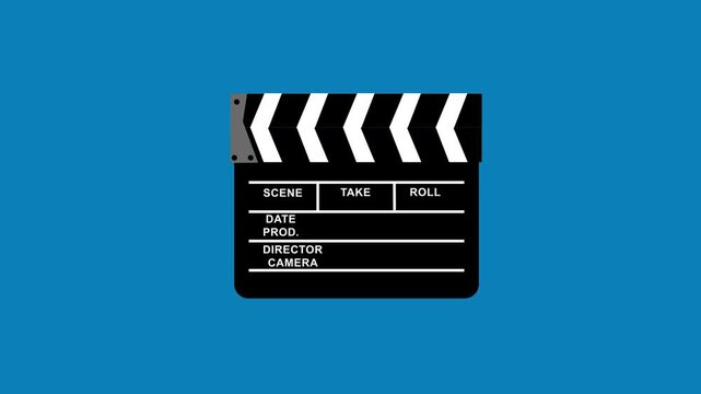 Film Clapperboard Icon Animation, Movie Slate Symbol, Video Production, Cinema Clapboard, Filmmaking Equipment, Director Action Board, Motion Graphic UI Element