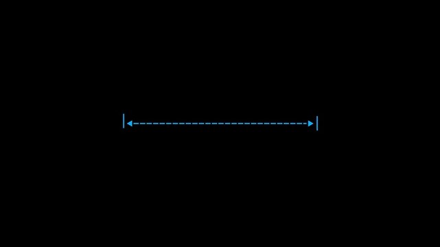 Measuring distance length dotted line animation, isolated on transparent background with alpha channel, alpha channel, Motion graphics of horizontal line concept . Dotted line drawn