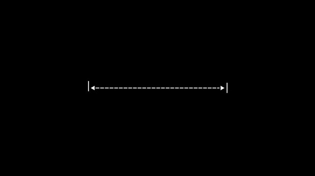 Measuring distance length dotted line animation, isolated on transparent background with alpha channel, alpha channel, Motion graphics of horizontal line concept . Dotted line drawn